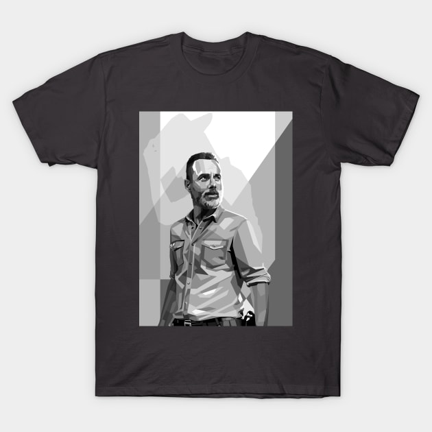 Rick Grimes WPAP Pop Art in Black & white colour T-Shirt by godansz